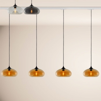 s.luce Cruet Low Esstisch-Pendelleuchte 1-Phasen-Schiene Endeinspeiser Rauch