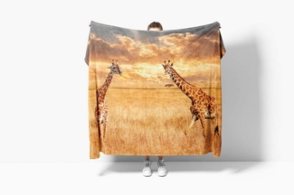 Sinus Art Handtücher Handtuch Strandhandtuch Saunatuch Kuscheldecke mit Tiermotiv Giraffen Savanne, Baumwolle-Polyester-Mix (1-St), Handtuch