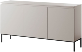 Selsey 'Bemmi' Sideboard 3-türig, beige mit schwarzem Gestell, ca. 77 x 150 x 35 cm