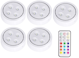 Jibenhome LED Unterbauleuchte RGB LED Unterschrankleucht Kabellose, Kleiderschranklitch Fernbedienung, Batteriebetrieben Unterbauleuchte, 13Farben & 2Modi,4 Helligkeit
