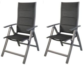 LEX Sessel 2 Stück Gartensessel Comfort 6-fach verstellbar gepolstert schwarz