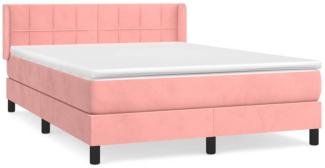 Boxspringbett mit Matratze Rosa 140x200 cm Samt