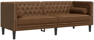 vidaXL Chesterfield-Sofa 3-Sitzer Braun Kunstleder in Wildleder-Optik 372702