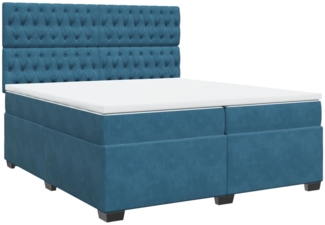vidaXL Boxspringbett mit Matratze Blau 200x200 cm Samt 3291012