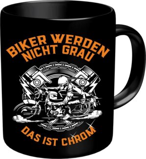 RAHMENLOS® Tasse Kaffeebecher für den älteren Motorradfahrer: Biker werden nicht grau., Keramik