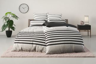H.I.S Bettwäsche Majoran, Polycotton recycelt, 2 teilig, gestreifte Bettwäsche in verschiedenen Qualitäten