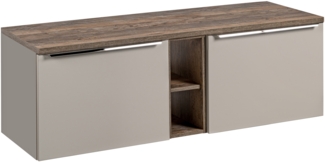 SANTA FE Badmöbel-Set 140 cm mit Tischplatte (46x140cm), Graue Silizium,Eiche Santa Fe Vintage