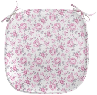 Abakuhaus Stuhlkissen Dekoratives wasserfestes Kissen mit Riemen für Küchensitze, Shabby Chic Rosa Rosen Frühling