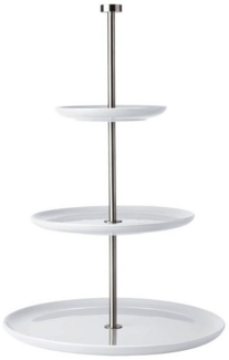 ASA Selection Grande Etagere Flach, 3 stufig, Keramik / Edelstahl, Weiß, H 47 cm, 92151146