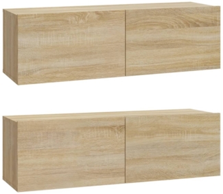 vidaXL TV-Wandschränke 2 Stk. Sonoma-Eiche 100x30x30 cm Holzwerkstoff 804547