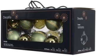 Decoris Weihnachtskugeln aus Glas Ø 5, 6, 7 cm rosmarin 20 Stück