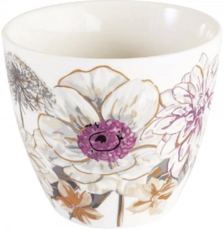 Greengate Latte Cup Estella White Blumen Tasse Steingut Weiß