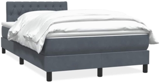 vidaXL Boxspringbett mit Matratze Dunkelgrau 120x210 cm Samt 3316492