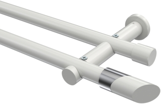 Gardinenstangen-Set Platon Verano 280 cm (geteilt in 2 x 140 cm), 2-läufig (ohne Ringe), 20 mm Ø Weiß