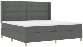 vidaXL LED Boxspringbett mit Matratze Dunkelgrau 200x200 cm Stoff 3343715