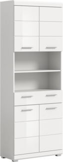 INOSIGN Hochschrank Siena, Breite 74cm, 4 Türen, 1 Schubkasten, 2 offene Fächer, MDF-Front in verschiedenen Farben erhältlich, Badmöbel, Badschrank, Schrank, Bad
