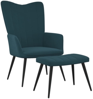 vidaXL Relaxsessel mit Hocker Blau Samt 327698