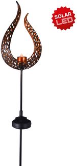 Näve Solar-Gartenleuchte LED mit Dämmerungssensor Flamme 90 cm bronze