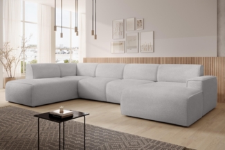 AX LIVING XXL Sofa U Form Didim Hellgrau 415cm breit modern & großzügig L