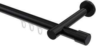 Innenlauf-Gardinenstangen-Set Prestige Santo 120 cm, 1-läufig, 20 mm Ø Schwarz