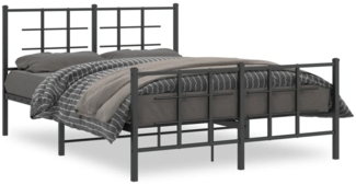 vidaXL Bettgestell mit Kopf- und Fußteil, Metall schwarz, 140x190 cm