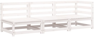 vidaXL Gartensofa 3-Sitzer Weiß Massivholz Kiefer 837950