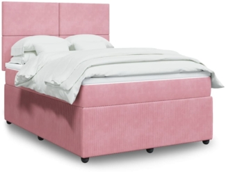 vidaXL Boxspringbett mit Matratze Rosa 140x190 cm Samt 3294633