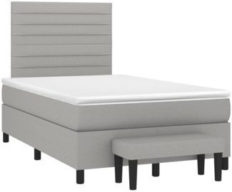 vidaXL Boxspringbett mit Matratze Hellgrau 120x190 cm Stoff 3270362
