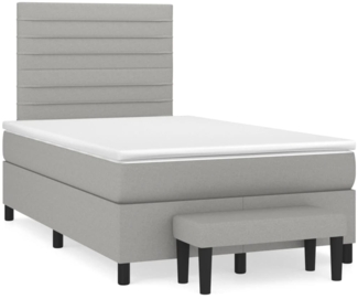 vidaXL Boxspringbett mit Matratze Hellgrau 120x190 cm Stoff 3270362