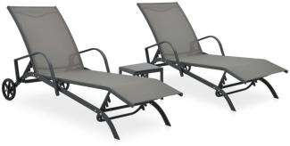 vidaXL Sonnenliegen 2 Stk. mit Tisch Textilene und Stahl 47846