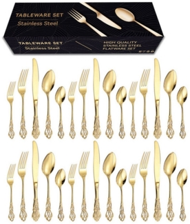 Coonoor Besteck-Set (30-tlg), Edelstahl, für 6 Personen, Elegantes Essbesteck Set (30-tlg), Edelstahl, mit Messer Gabel Löffel, Spülmaschinenfest