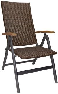 BRUBAKER Gartenstuhl Polyrattan Stuhl "Modena" (Set, 1 St), Metall Hochlehner und Poly Rattan klappbar - 7-Fach verstellbare