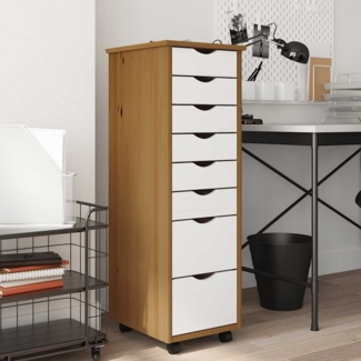 vidaXL Rollschrank mit Schubladen MOSS Honigbraun Massivholz Kiefer 4015787