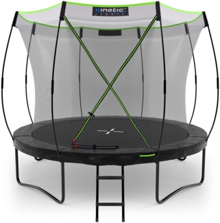 KINETIC SPORTS Premium Outdoor Trampolin 'Ultimate Pro' für Kinder und Erwachsene, AirMAXX Sprungtuch, mit Leiter, Fieberglas, bis zu 160 kg, Kürbis-Design, Ø 305 cm