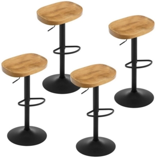 Woltu Barhocker (4 St), drehbar, mit Sattelsitz Fußstütze, aus Massivholz Metall