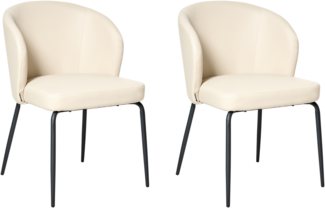 Esszimmerstuhl 2er Set ZANA Kunstleder Hellbeige