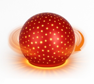 formano LED Deko-Kugel Drehend Rot 15 cm Glaskugel Timer 6h/18h Weihnachten Deko - mattes Farbglas mit Stern-Dekor - winterlichem Dekor - Herbst Winter Weihnachtsdeko für Tisch Regal Fensterbank