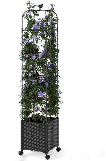 COSTWAY Blumenkasten (1 St), Rankhilfe, Rankgitter mit Rollen