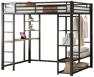 Flieks Hochbett Kinderbett Metallbett 140x200cm mit Tisch und Stauraum