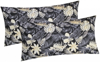 Heubergshop Kissenbezug, (2 Stück), 2er Set 40x80 cm Blätter in Schwarz Baumwolle Kissenhülle (Z-002/4)
