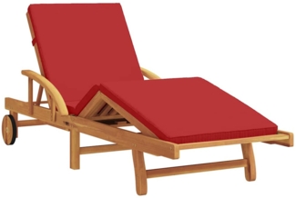 vidaXL Sonnenliege mit Kissen Rot 200 x 67 x 84 cm Massivholz Akazie 4105531