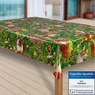 laro Tischdecke Wachstuch-Tischdecken Abwaschbar Ostern Blumenwiese Hase rechteckig