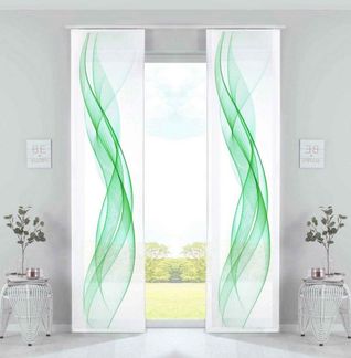 Gardinenbox Schiebegardine (2 St), Klettband, blickdicht, Microfaser, Bedruckt Flächenvorhänge »Izmir«