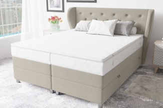 99rooms Hermes Boxspringbett 140x200 cm Strukturstoff INARI Beige Taschen-Federung