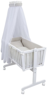 Baby-Delux Stubenbett Babywiege Komplettset Interlock Soft, Schaukelwiege Weiß 90x40 cm Komplett Bettset Wiegenset