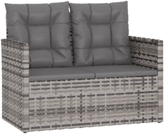 vidaXL Gartenbank mit Kissen Grau 105 cm Poly Rattan 362319