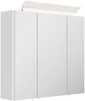 Spiegelschrank 70cm inkl. Design LED-Lampe und Glasböden weiss hochglanz : Weiss hochglanz