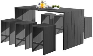 osoltus Aluminium Barset Tisch 6 Hocker Beach Bar Set 7 tlg.