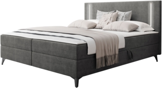 Boxspringbett Ono 2 mit LED-Beleuchtung, zwei Bettkästen (Farbe: Manila 16, Größe: 160 x 200 cm)