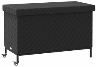 vidaXL Gartentruhe mit Rollen Schwarz 110 x 55 x 73 cm Poly Rattan 4103826